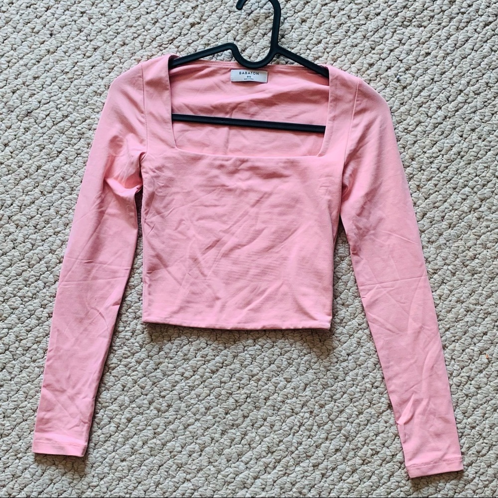 NWOT Babaton Contour Squareneck Longsleeve in peony pink size 2XS